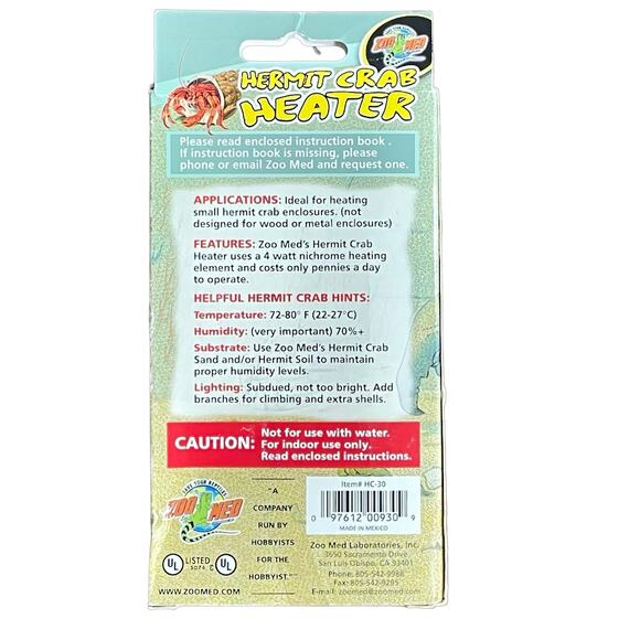 Hermit Crab Heater Zoo Med HC-30 Mini Size Heating Pad for Small Tanks - Picture 2 of 5